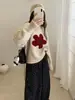 Suéter de Punto Pulóver con Cuello Redondo y Jacquard Floral Coreano para Mujer Otoño e Invierno 2025 Nuevo Diseño Holgado Top de Punto Moderno