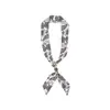 Bufanda Estrecha Larga de Seda Vintage con Cuentas para Mujer, Bufanda Versátil para el Cuello Estilo Coreano, Calentador de Cuello para Primavera y Otoño, Bufanda Pequeña Nueva