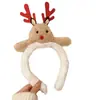 Faixa de Cabeça Fofa de Pelúcia Papai Noel Cabeça de Rena Vestido de Natal Faixa de Cabeça com Galhos Homem de Gengibre Lavagem de Rosto Outono e Inverno Grampo de Cabelo