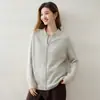 Cardigã de malha favo de mel em cashmere com gola redonda para mulheres, cor sólida, corte solto, efeito emagrecedor, com zíper, suéter estiloso