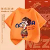 Camiseta de Manga Corta para Niños 2025 Nueva Ropa de Verano para Niños Nazha Top de Media Manga Ropa Occidental de Verano para Niñas