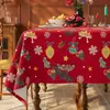 Toalha de Mesa de Natal com Atmosfera Festiva, Toalha de Mesa Estilo Ins Vermelha, À Prova d'Água e de Óleo, Toque de Luxo Leve e de Alta Qualidade, Toalha para Mesa de Centro, Toalha para Mesa de Jantar