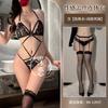 Lencería Sexy de Encaje Conjunto de Sujetador y Bragas de Tres Puntos Puro Deseo Lencería Sexy Estilo Abstinencia Juego de Cama