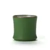 Tazas Rústicas de Cerámica de Alta Demanda al por Mayor, Tazas de Bambú para Té Verde, Tazas Maestras de Bambú con Esmalte Verde, Tazas Pequeñas de Juego de Té