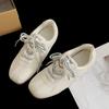 Prata Líquida Leve Respirável Aumento Interno Bico Quadrado Sapatos Esportivos Forrest Gump Primavera e Verão Novo Cadarço Versátil Casual Sapatos de Pai