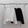 LYSM Corea del Sur Dongdaemun 25 Primavera Nuevo Color Sólido Estilo Extranjero Simple Cintura Plisada Camiseta Rugosa (Áspero)