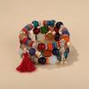 Pulsera multicapa de Torre de Hierro Popular Europea y Americana con Borla de Cristal de Imitación para Mujer, Elegante y Moderna, Juego de Combinación de Pulseras DIY con Cuerda de Cuentas