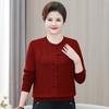 Cardigans Tricotados de Outono e Inverno para Mulheres de Meia-Idade e Idosas, Casacos Finos e Suéteres Tricotados de Estilo Chinês da Moda Feminina de Primavera e Outono