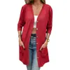 Cardigan Feminino de Cor Sólida, Manga Longa, Solto, com Bolso de Botão, Novo para Outono/Inverno 2026, Comércio Transfronteiriço Europeu e Americano da Amazon