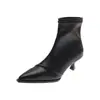 Botines de mujer de tacón alto, nueva colección otoño/invierno 2026, estilo slip-on, botines de moda ajustados, punta fina, tacón fino, a la moda, elásticos y de corte bajo para mujer