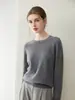 Suéter de Cashmere Liso de Fio Único Calibre 12 com Gola Redonda para Mulheres, Pulôver, Cor Sólida, Malha Versátil, Suéter 100% Cashmere