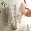 Suporte de Armazenamento de Pentes, Porta-Pente de Parede, Suporte de Armazenamento de Pentes de Cabelo de Parede com Almofada de Ar sem Furo, Balde Porta-Pente, Armazenamento Direto de Pentes de Parede