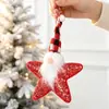 Nova decoração de Natal transfronteiriça estrela de pentagrama com lantejoulas ornamento do Papai Noel pingente de decoração para árvore de Natal em casa