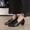 Mocasines de piel de oveja lavada de primera capa con punta redonda y tacón grueso, zapatos de cuero para mujer estilo británico sin cordones con suelas suaves que no cansan los pies
