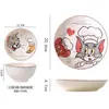 Set Combinado de Cuencos y Platos de Cerámica Co-Branded Tom y Jerry Color Bajo Esmalte Hogareño Dibujos Animados Alto Valor Resistente a Altas Temperaturas Vajilla