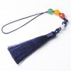 Colgante Tejido a Mano para Coche Tres Cuentas de Colores Colgante DIY Lanyard para Bolsa Mango de Ágata de Jade Borla Accesorios Lanyard