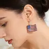 Pendientes de Corazón Estilo Europeo y Americano con Pedrería de Bandera Americana para Mujer, Pendientes de Moda Retro Exagerados con Pedrería Completa para el Día de la Independencia