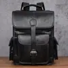 En Stock desde la Fábrica de Origen, Bolso Vintage de Cuero Encerado al Aceite, Mochila de Cuero Genuino para Mujer, Bolso de Doble Hombro de Piel de Vaca de Primera Capa