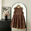 Novo Vestido de Verão para Meninas, Vestido Princesa Elegante sem Mangas com Babados, Vestido Regata Doce para Menina, Sucesso de Vendas Transfronteiriço