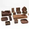 Accesorios de artesanía de madera de nogal negro, posavasos de base de madera maciza, herrajes de madera decorativos, madera de bambú Lingtian