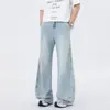 Jeans Rectos Retro Americanos para Hombre Pantalones Versátiles Sueltos de Pierna Ancha Diseño de Nicho Jeans de Largo Completo para Hombre
