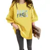 Estilo Coreano Novo Verão Gola Redonda Manga Curta plus size Solto Comprimento Médio Camiseta Top Camisa Estampada Sudeste Asiático Venda Quente