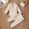 Amazon Conjunto de Roupa para Bebê Menino Primavera Show Macacão de Manga Longa com Gola Henley + Calça Casual Ajustada Conjunto de Duas Peças