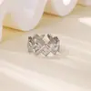 Anillo Geométrico de Acero Inoxidable Diseño Transfronterizo Europeo y Americano Nuevo Serpiente Cruz Diseño 18K Chapado en Oro Abierto Ajustable