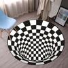 Tapete de quarto redondo xadrez preto e branco, tapete de cabeceira, tapete de penteadeira, tapete de closet, cesta suspensa, cadeira de computador, tapete de chão, tapete de mesa de centro