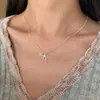 Corrente de Clavícula com Laço de Luxo Leve, Zircônia, Design de Coração, Tendência da Moda, Alto Senso, Diário, Combina com Tudo