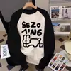 Sudadera de Gama Alta de Color Contrastante para Mujer, Mangas Raglán, Oversize Talla Grande Cubre-Cuerpo, Chaqueta Estudiante Pequeña