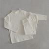Ropa de Otoño para Bebé Traje de Algodón Clase A Camiseta de Manga Larga con Cuello Medio de Color Sólido para Bebé Pantalones Ropa para el Hogar Ropa para Recién Nacido