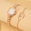 Moda Popular de Tendencia Transfronteriza Acero Aleado con Strass Correa de Acero Pulido Pulsera de Disco Pequeño Espejo Cuarzo Reloj para Mujer Venta al por Mayor
