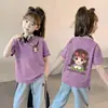 Camiseta de Manga Corta con Estrellas para Niñas 2026 Ropa Infantil para Niños Mayores Verano Nuevo Estilo Top Camiseta Básica Suelta de Algodón Puro Infantil