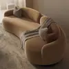 Sofá Curvo Estilo Retrô Francês, Sofá de Tecido para Apartamento Pequeno, Sala de Recepção da Área de Descanso de Barbearia, Modelo Novo Semicircular