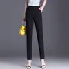 Foto Real Calça Harem Feminina 2026 Primavera Outono Novo Perna Pequena Profissional Emagrecimento Roupa Calças Casuais Pretas
