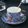 Taza de café de lujo vintage con sensación exquisita y de alta gama, juego de tazas de té de la tarde de porcelana de hueso, juego de té, regalo de cumpleaños para inauguración de la casa