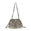 Bolso de noche bestseller transfronterizo, hecho a mano con cuentas planas plateadas y doradas, diseño hueco tejido en forma de dumpling, bolso de mano moderno y a la moda