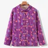 Nuevo Abrigo Acolchado de Algodón con Botones Estilo Chino Abrigo de Flores Grandes del Noreste Otoño e Invierno Cálido Mangas Largas Tela de Flores Abrigo Acolchado de Algodón Espeso Forrado de Polar para Mujer