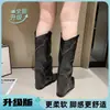 Botas de cowboy occidentales para mujer, nueva colección primavera/otoño 2026, punta fina, tacón grueso, botas largas retro, botas de caña ancha, botas largas de moda, botas de montar