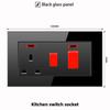 Versión de Hong Kong y Macao Enchufe Británico de 13A con Carga Rápida USB Tipo-C Estándar Británico Pata Cuadrada Tres Orificios Panel de Vidrio Negro