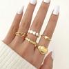 Conjunto de Anéis Tai Chi Europeu e Americano Transfronteiriço Preto com Gotejamento de Óleo para Mulheres Moda Retrô Estilo Luxo Acessível Coração Geométrico Anel de Junta