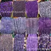 Serie Morada Piedra Natural Cuentas Redondas Amatista Soñadora Cuentas Sueltas Ágata de Vidrio Morado Sintético K9Diy Accesorios para Joyería