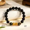 Pulsera de Pareja Pixiu de Obsidiana con Cuentas y Mantra de Seis Palabras de Buena Suerte Nuevo Estilo Chino Pulsera de Calcedonia Blanca Joyería
