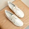 Zapatos de Mujer de Piel de Vaca de Primera Capa Nuevos de Primavera y Otoño Versátiles de Cuero Genuino con Cordones Zapatos Planos de Tacón Bajo para Mujer Tallas Grandes Zapatos de Mujer