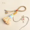 Acessórios para Joias DIY Pingente de Nó de Milho Estilo Étnico Chaveiro de Franja de Algodão Tecida Artesanal Venda por Atacado