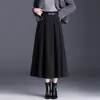 Saia Plissada Elegante de Lã Mista Feminina 2026 Outono Inverno Nova Cintura Alta Cobre o Quadril Comprimento Médio Emagrecedora Saia de Barra Larga para o Trabalho