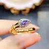 Anillo de Tanzanita Natural Popular al por Mayor de Fábrica Plata S925 Incrustado con Piedra Principal 4*6 Joyería de Lujo Venta Directa de Fábrica