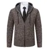 2023 Otoño e Invierno Nuevo Abrigo de Moda para Hombre Suéter Cárdigan con Capucha y Forro Polar Suéter Casual Grueso para Hombre
