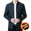 Transfronterizo2026 Primavera y Otoño Nuevo Color Sólido Chaqueta Cardigan para Hombre Corte Holgado Casual de Negocios Grueso Cuello Alto